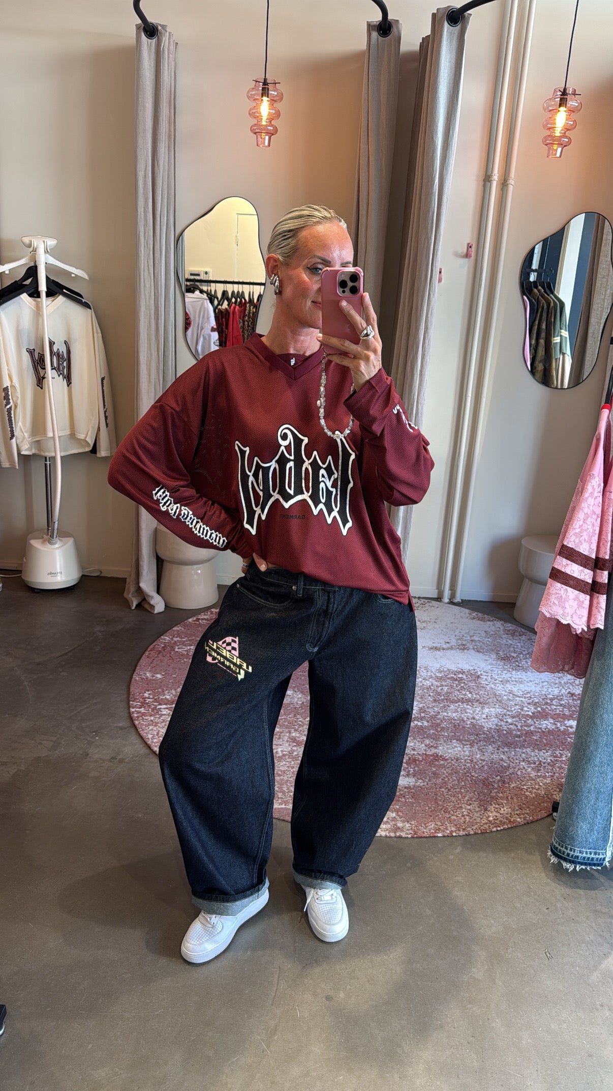 Jersey Longsleeve Top Burgundy