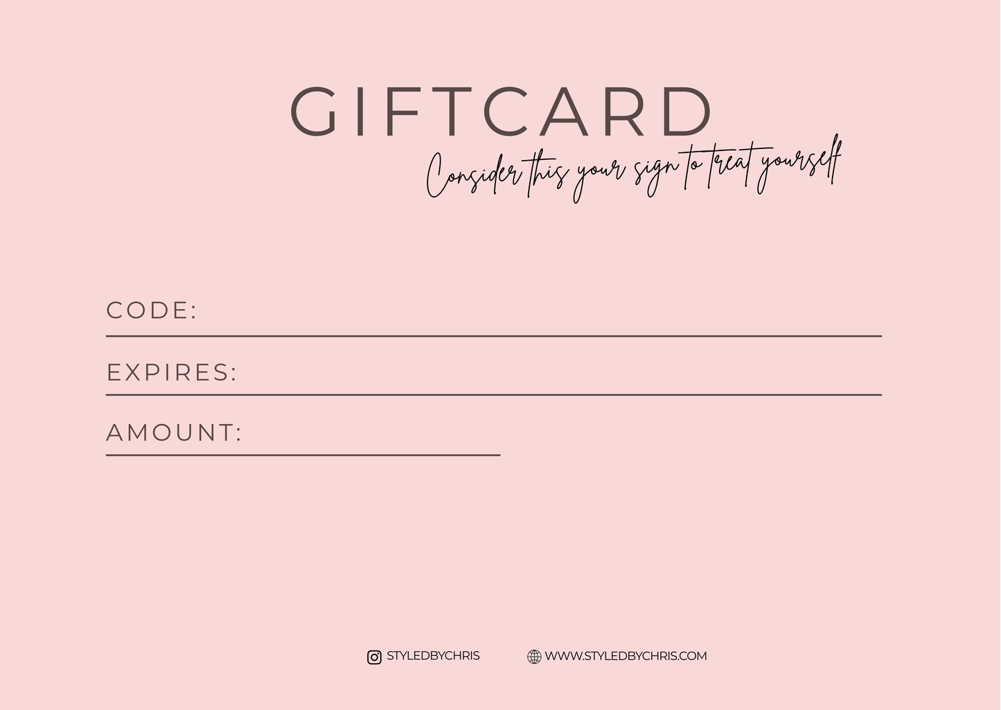 Giftcard - Styled by Chris STUDIO