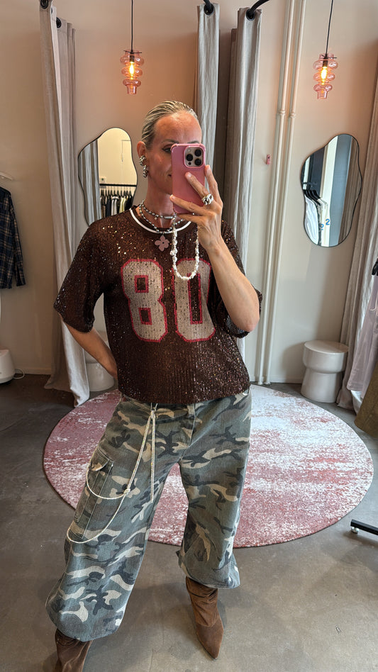 T-shirt pailletten brown