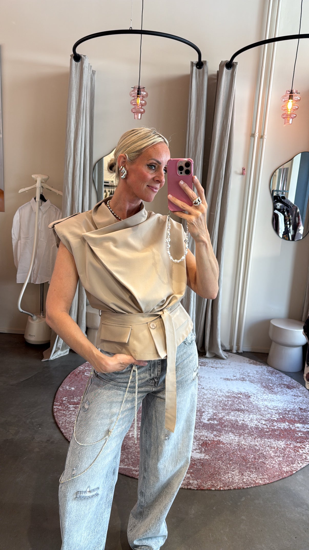 Gilet shoulder pads beige
