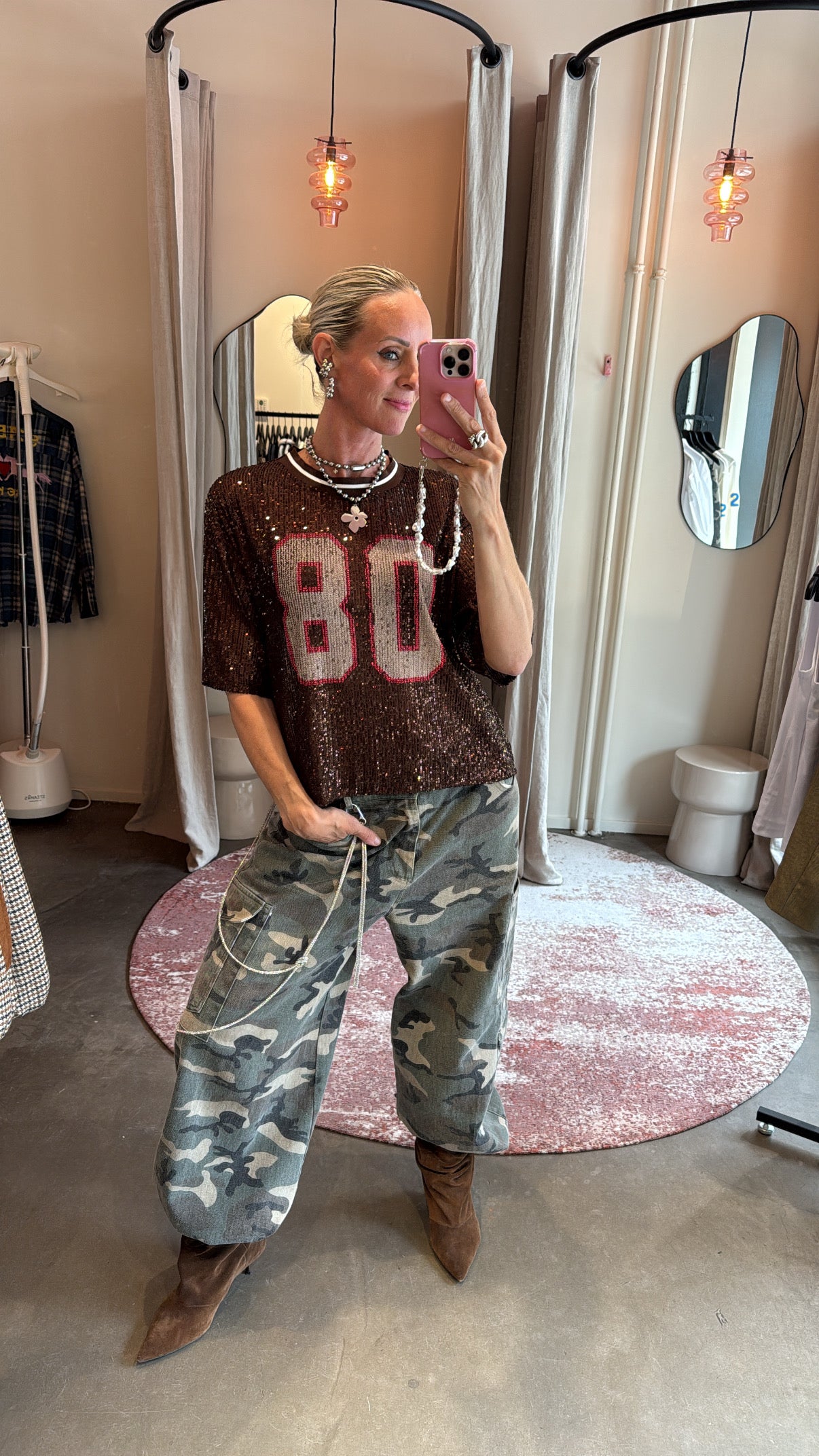 T-shirt pailletten brown