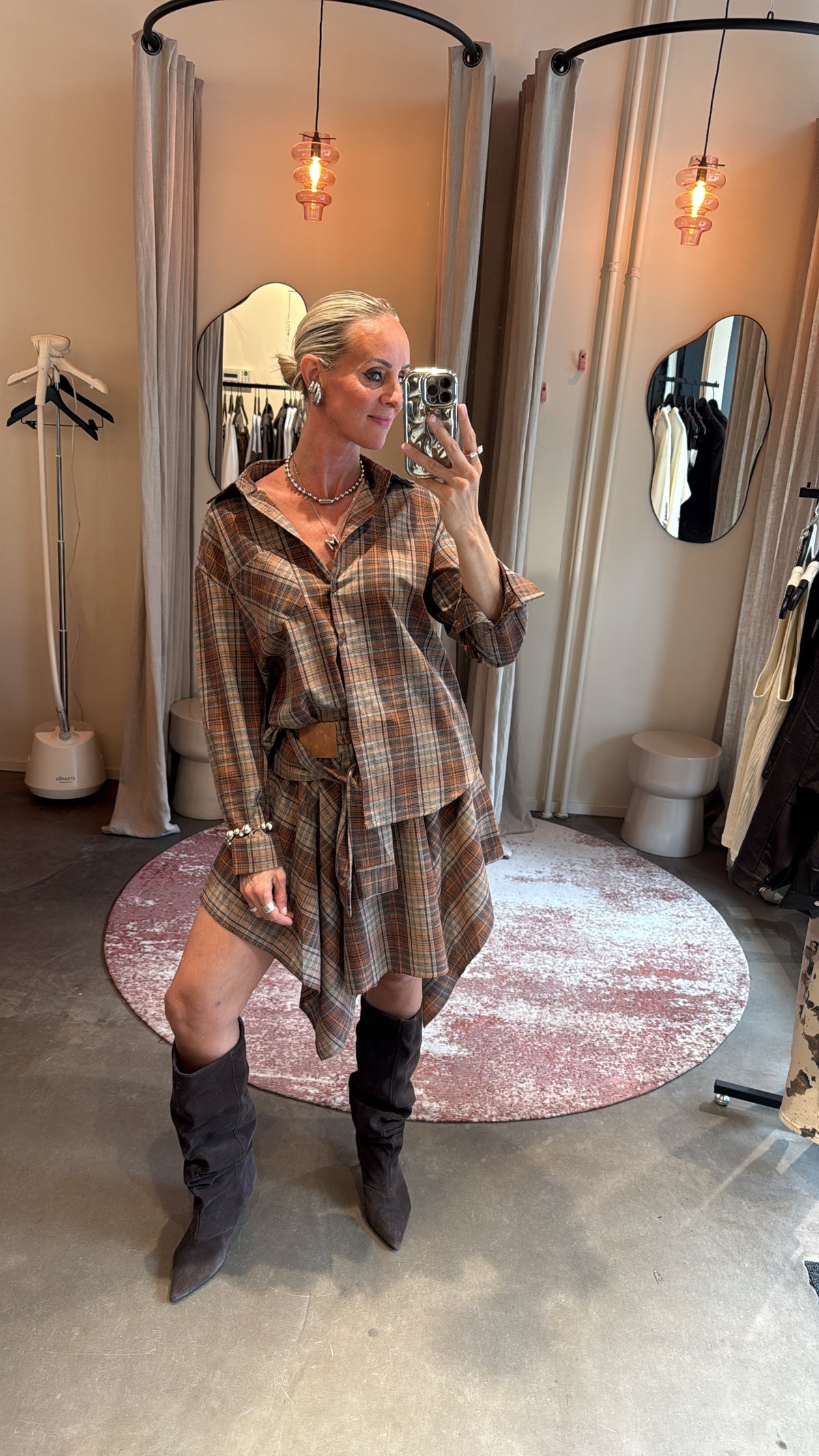 Blouse check brown