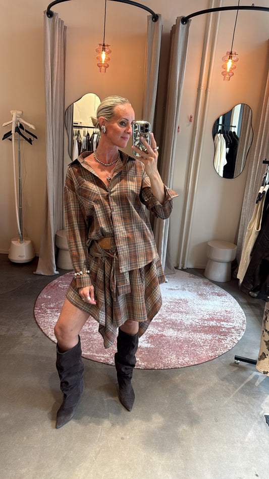 Blouse check brown