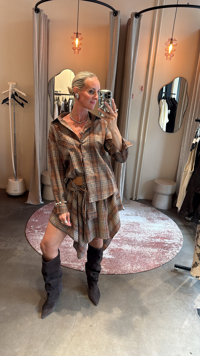 Blouse check brown