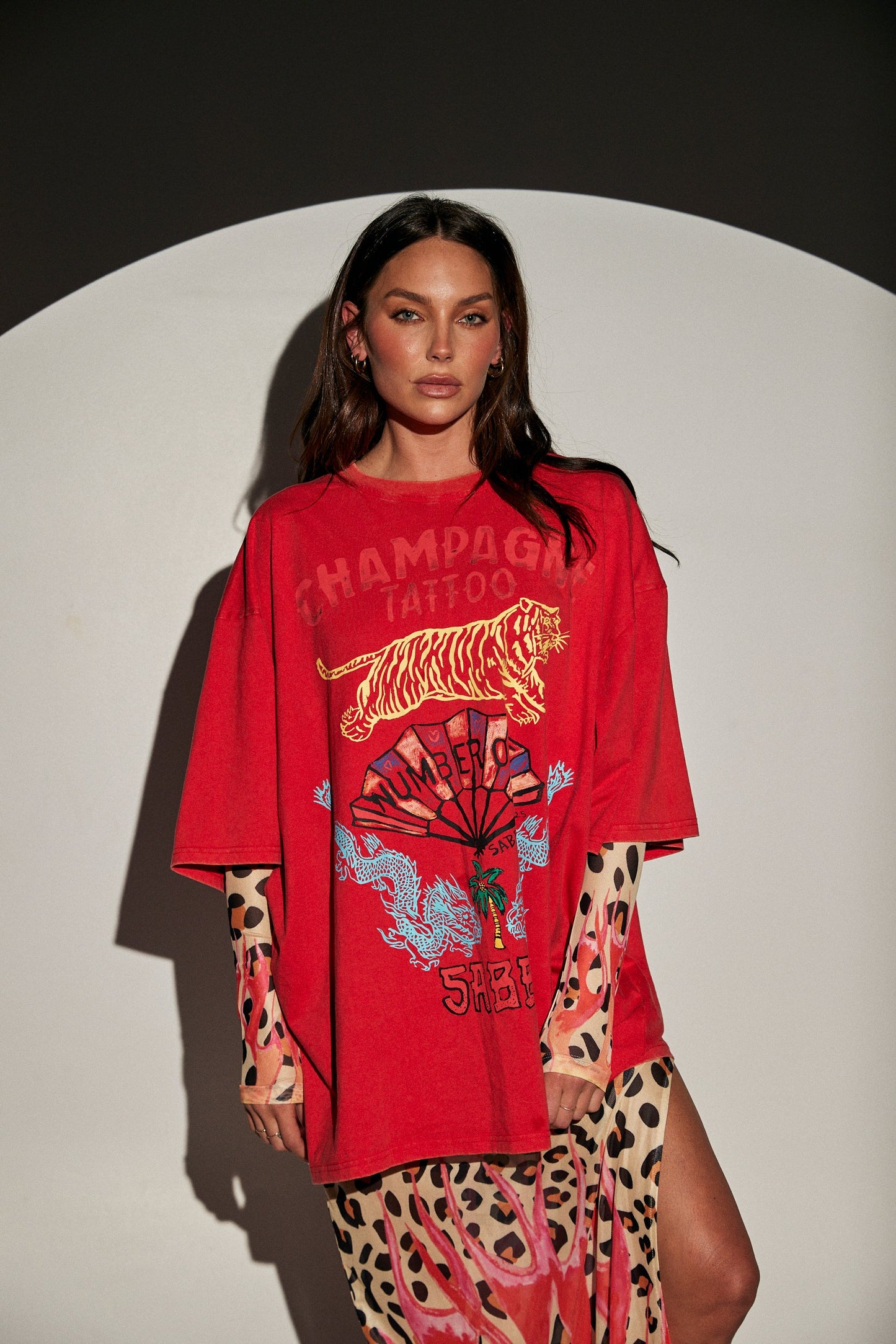 Champagne & Tattoo Tee Red