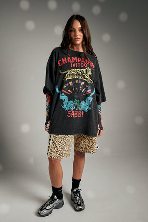 The Very Oversized Champagne Tattoo Tee