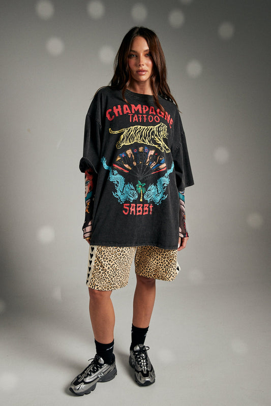 The Very Oversized Champagne Tattoo Tee