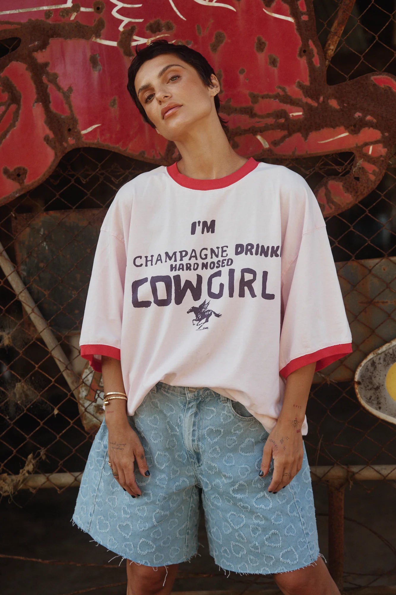 Oversized champagne tee