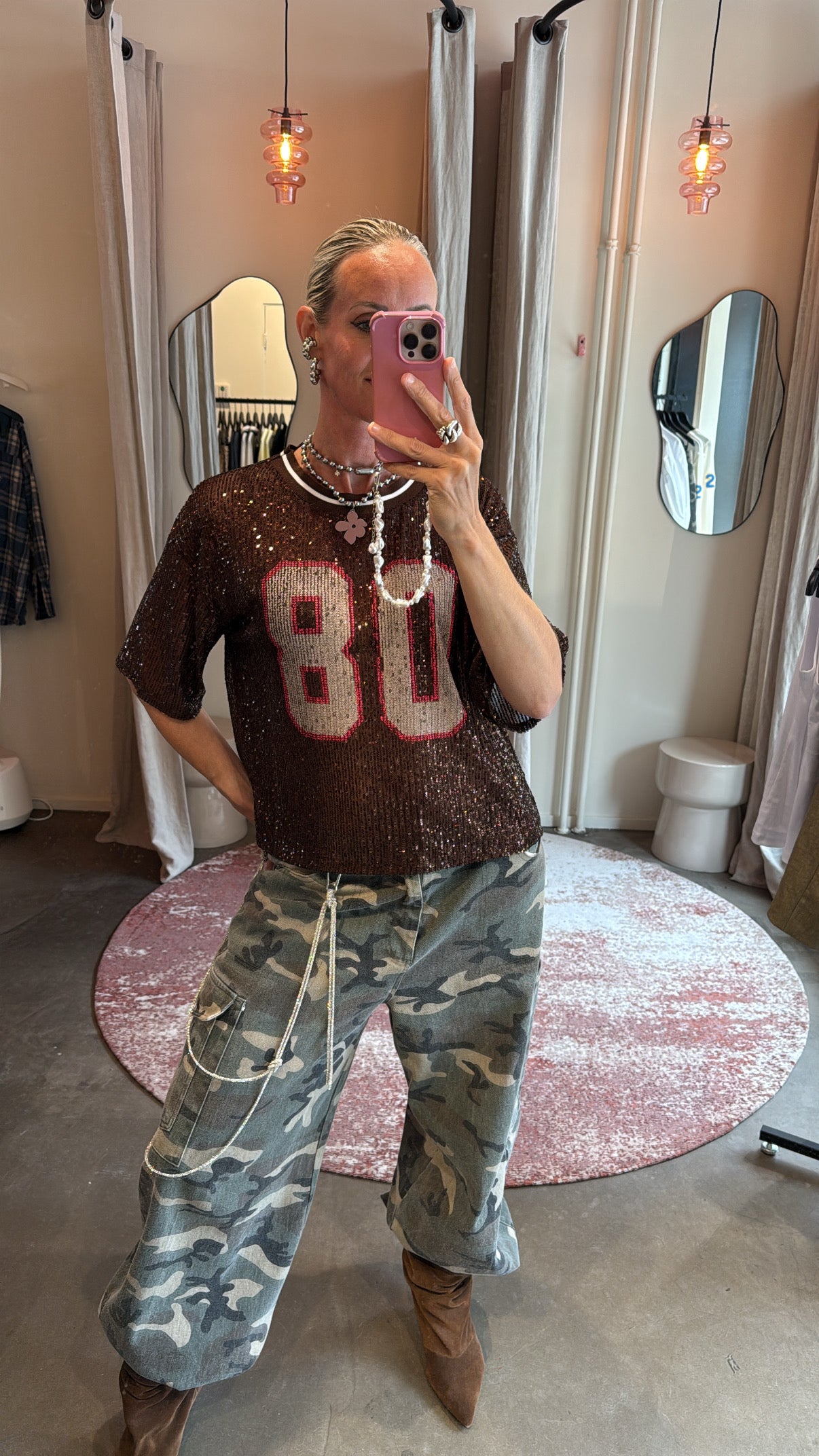 T-shirt pailletten brown