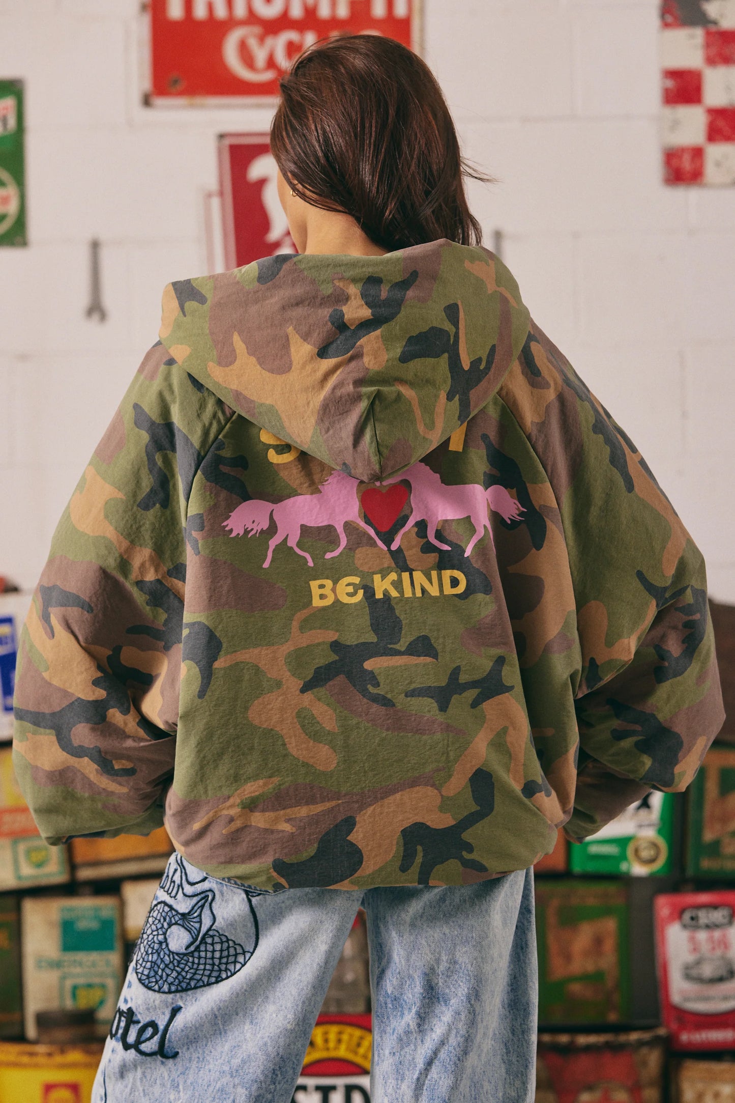 The Be Kind Bomber Jacket Camo