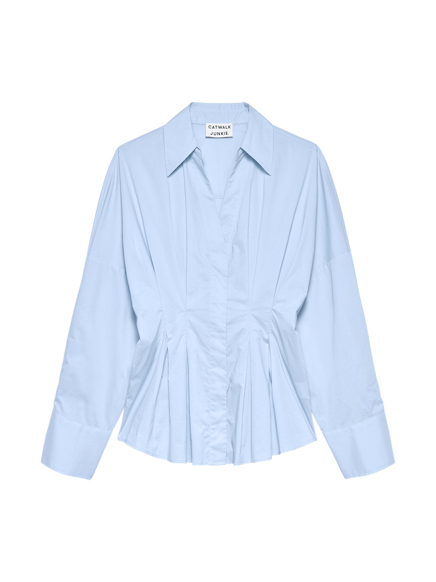 Blouse with waist pleats blue