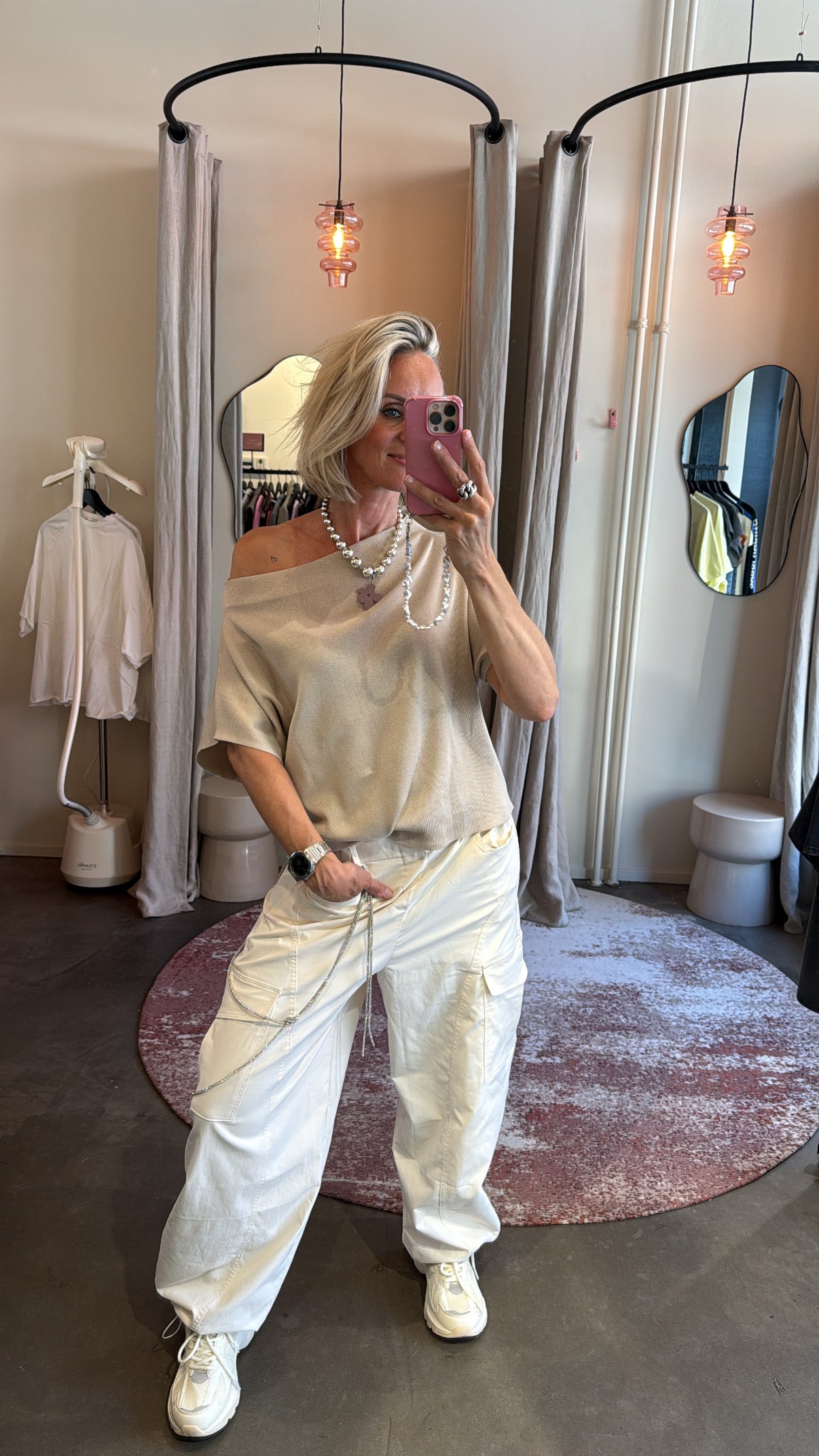Off shoulder top beige
