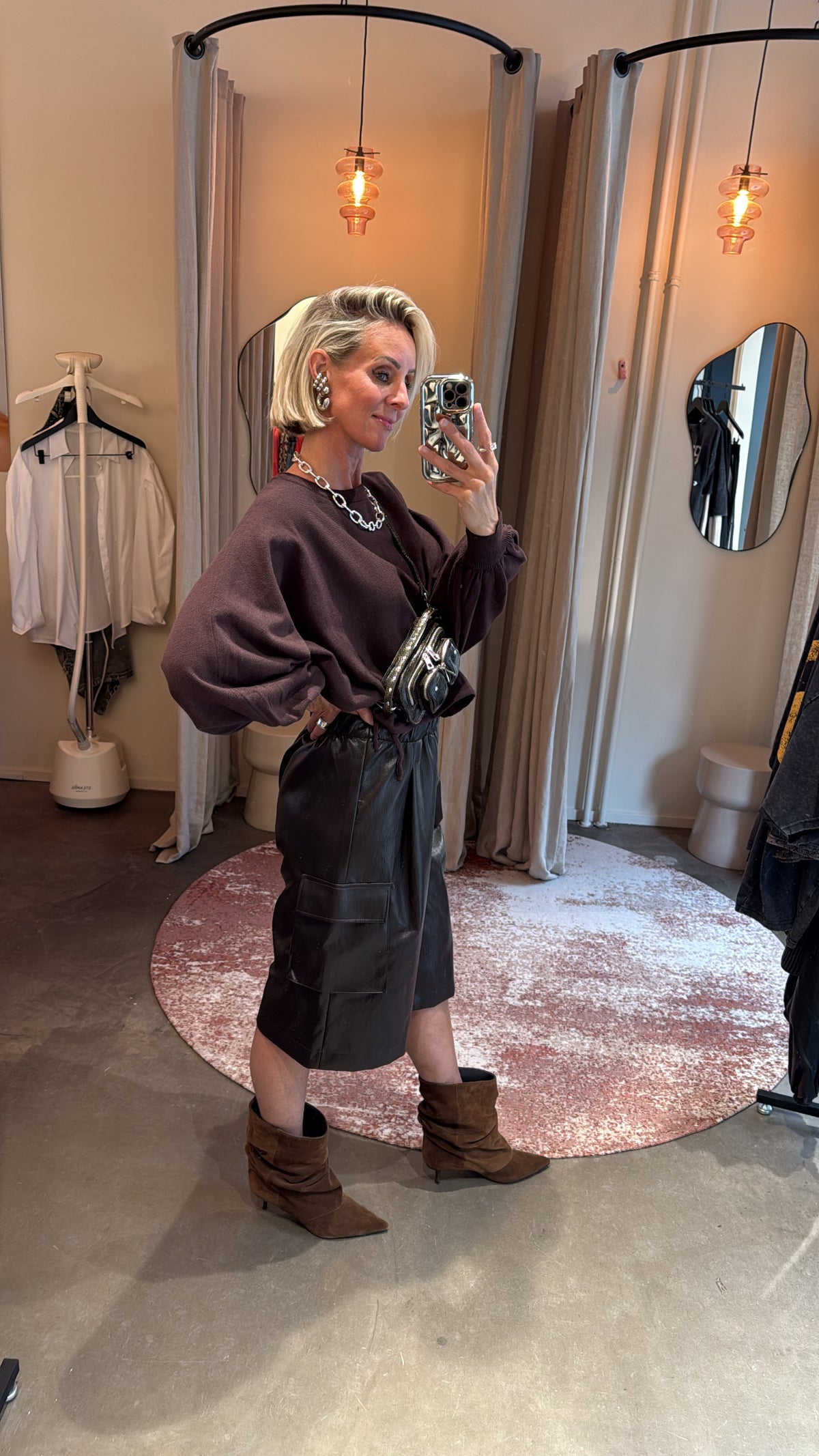 Knit wide sleeves brown