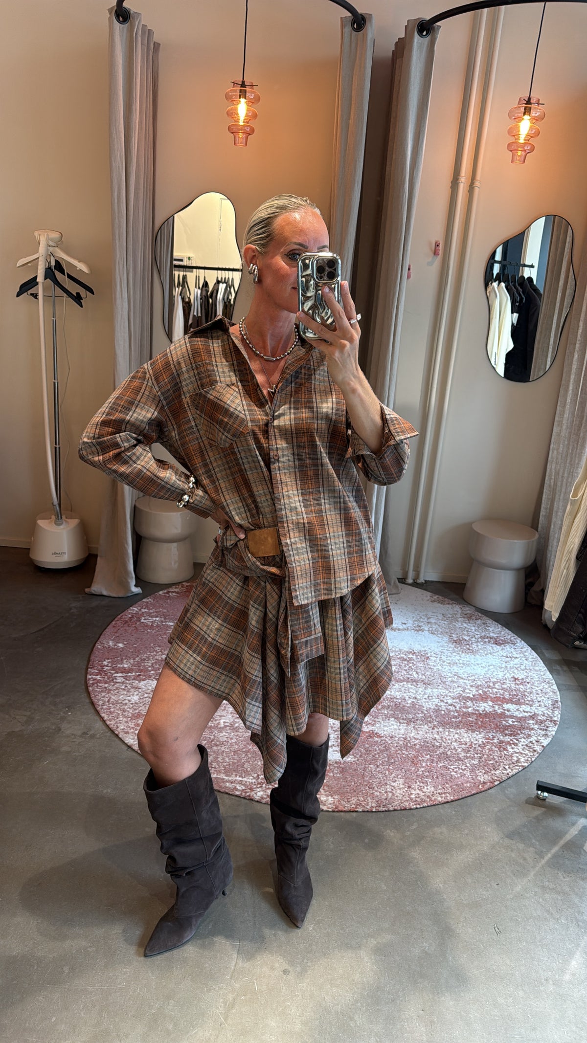Blouse check brown