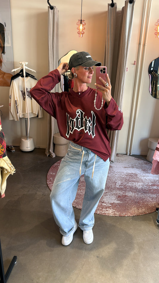 Jersey Longsleeve Top Burgundy