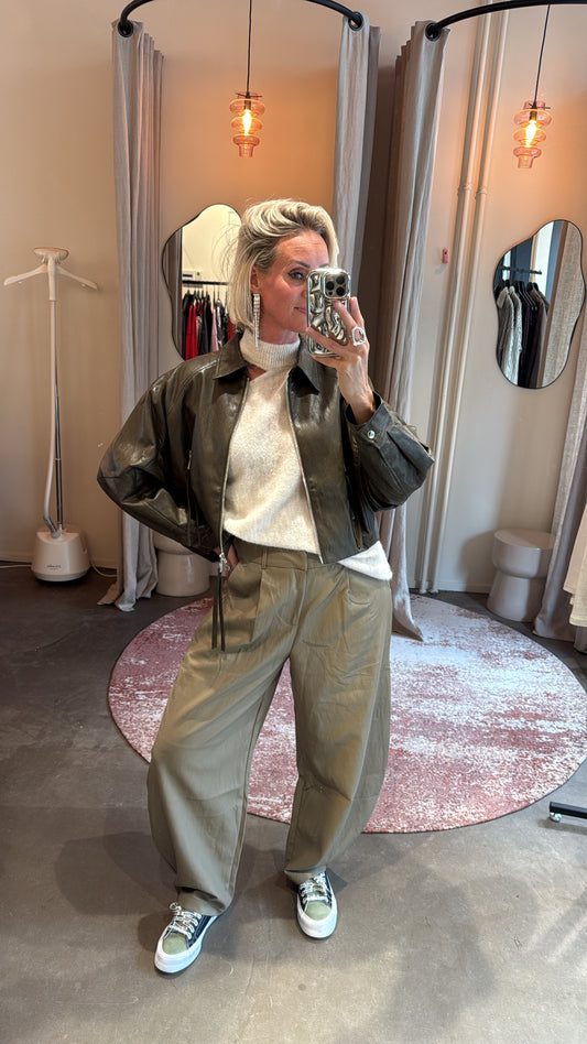 Jacket soft vegan leather green