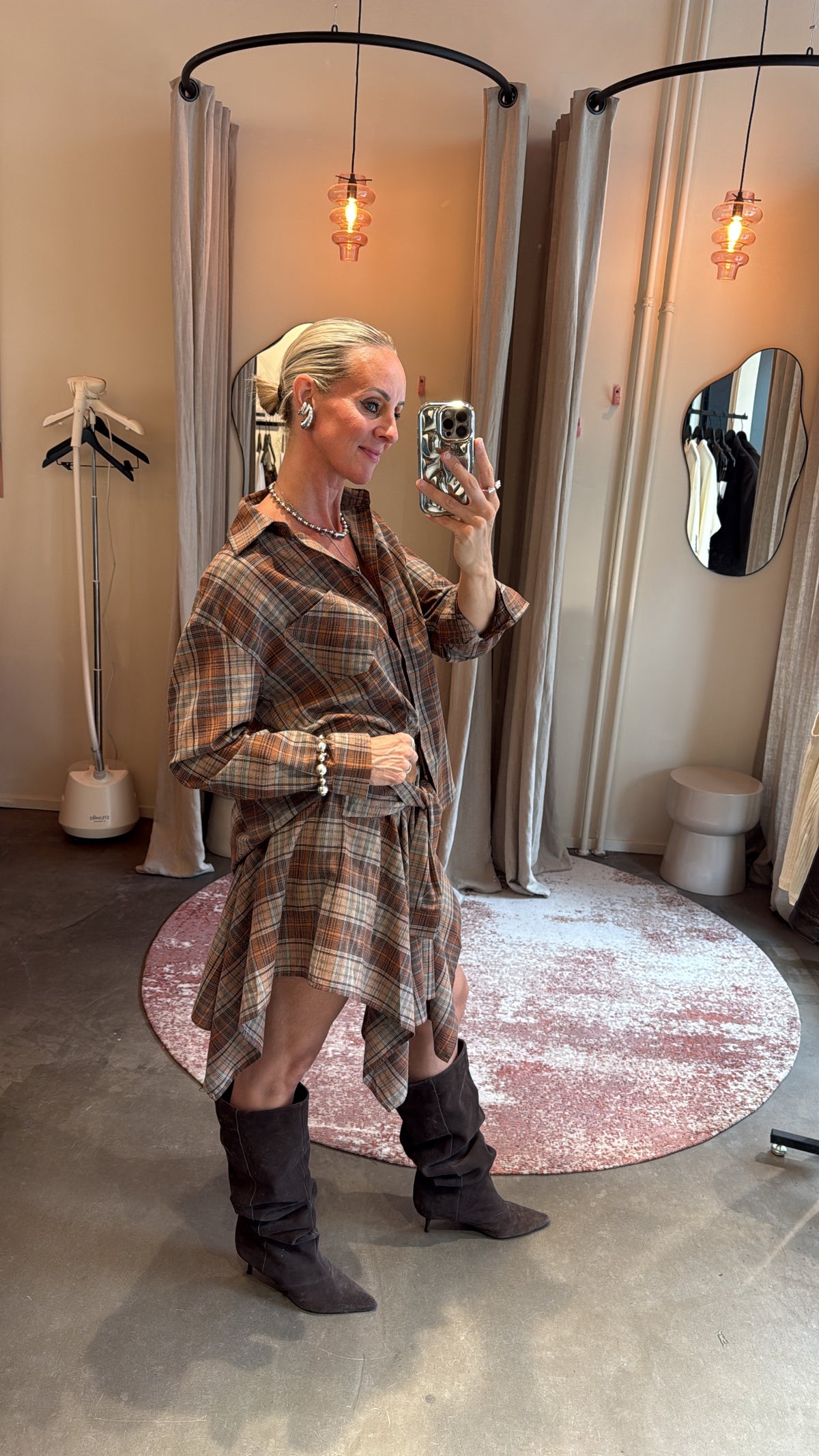 Blouse check brown