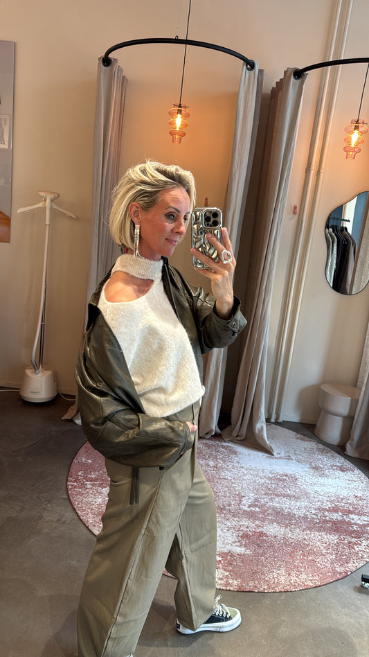 Jacket soft vegan leather green