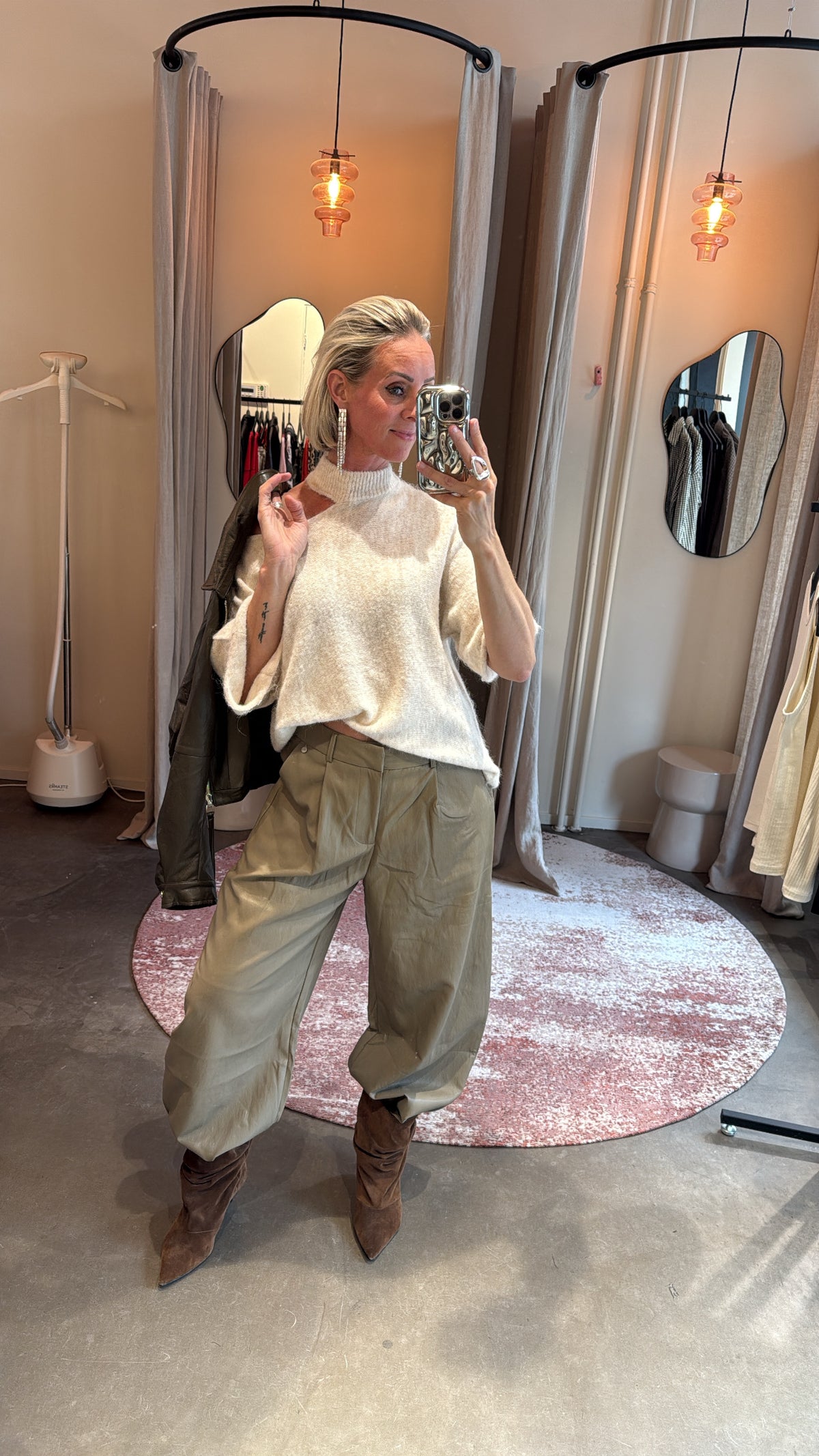 Vegan leather balloon pants green