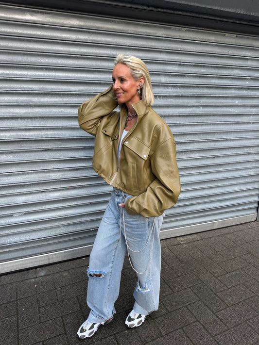 Oversized bikerjack green