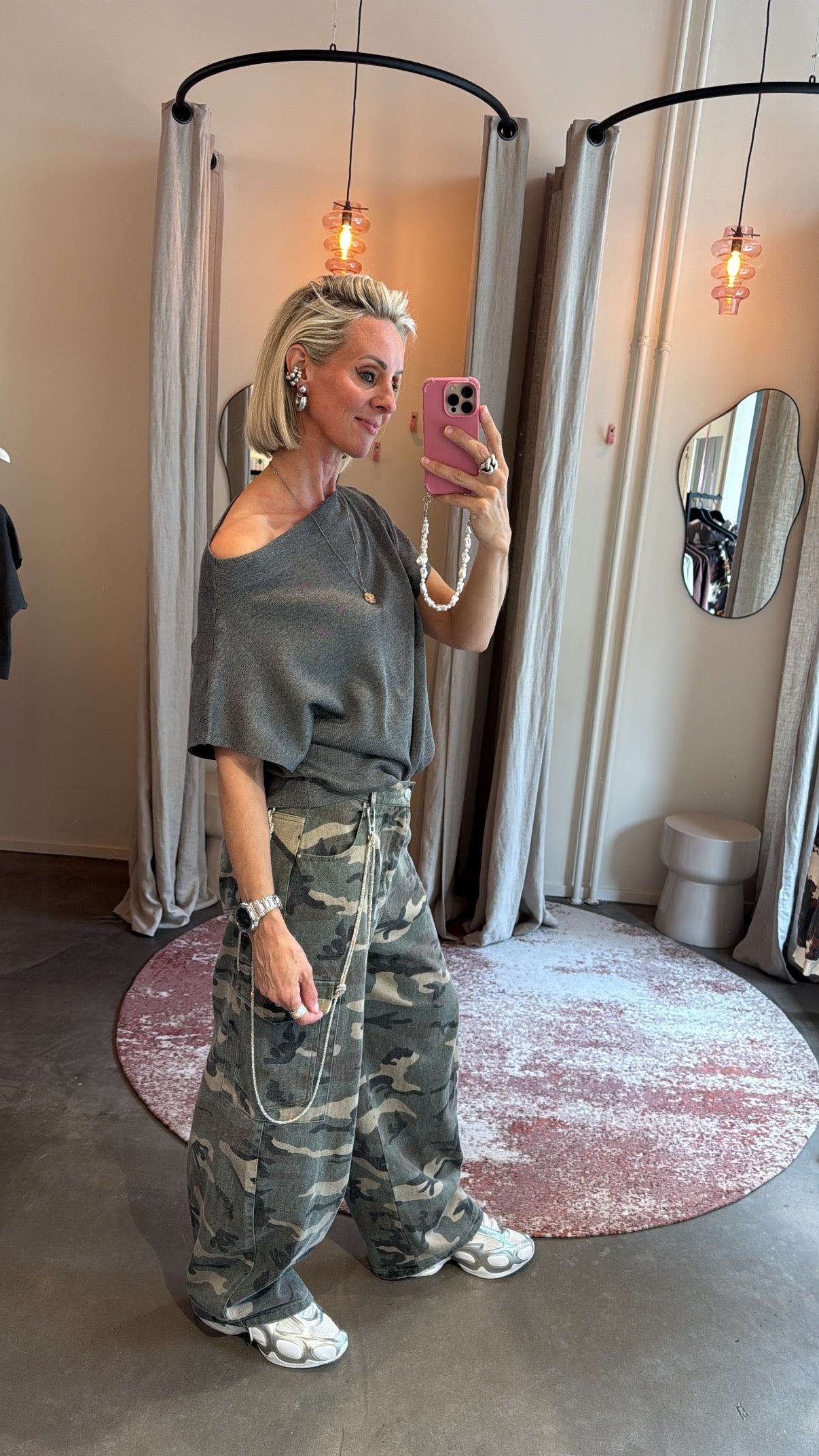 Off shoulder top grijs