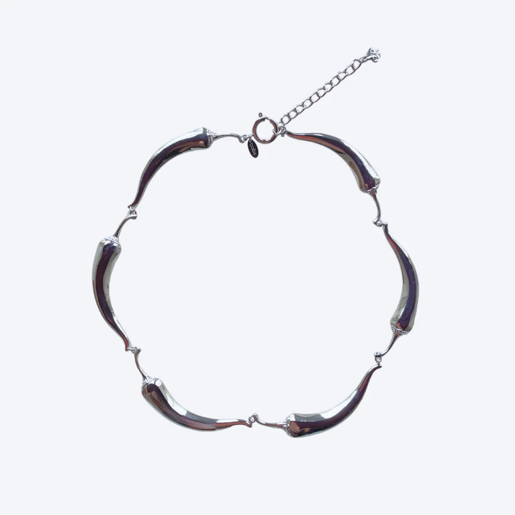 Hot Chili Pepper Necklace Silver